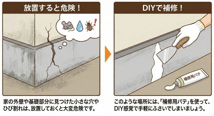 壁の穴やひび割れをパテで埋める簡単DIY