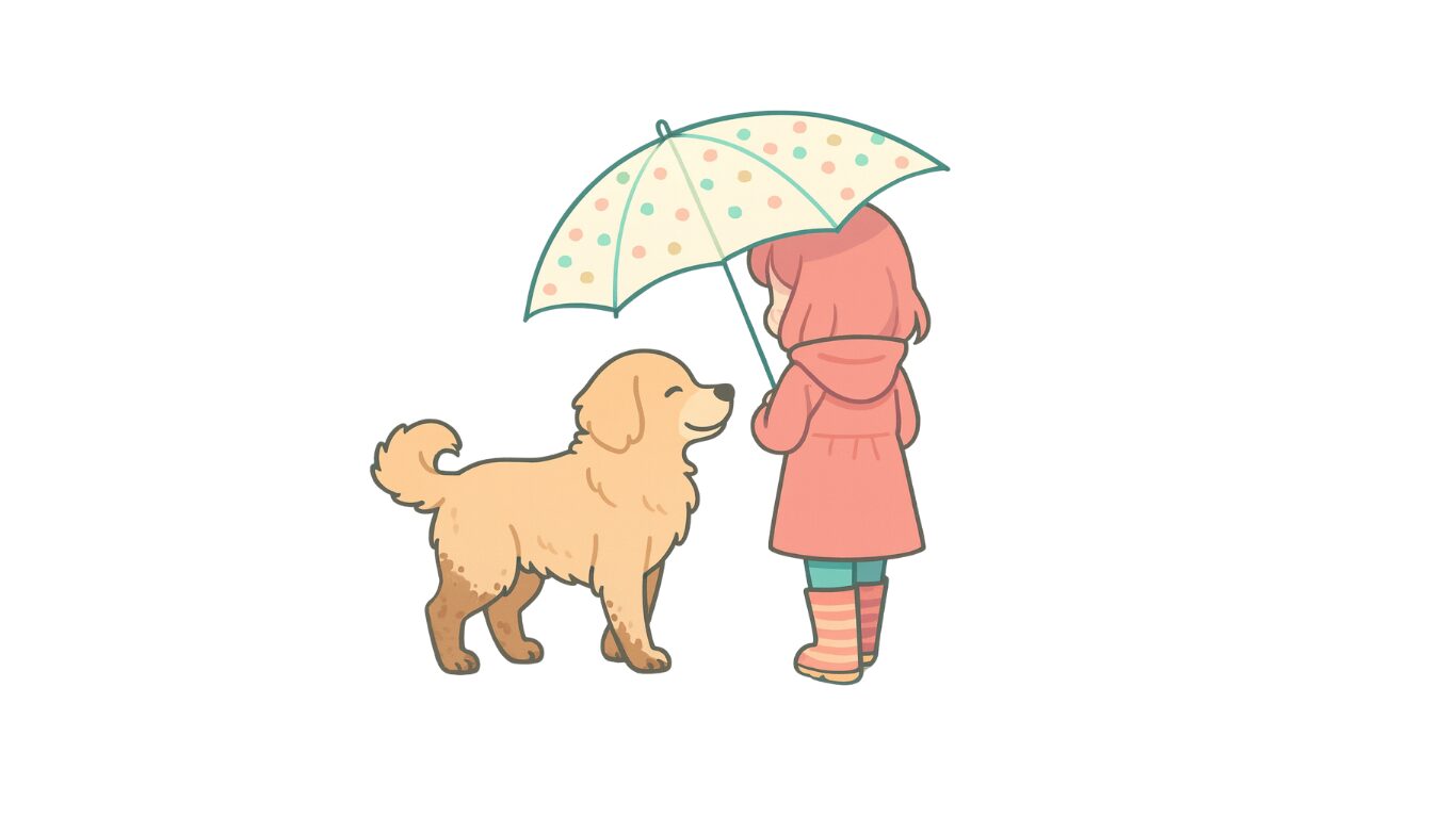 雨の日の犬の散歩