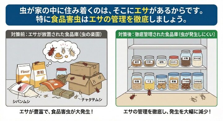 虫のエサになるものを徹底管理するコツ
