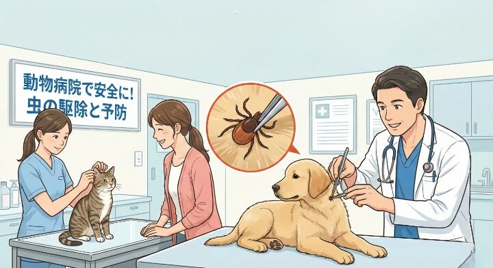 ペットの体についた虫は、動物病院で安全に取ってもらうのが最も確実な方法