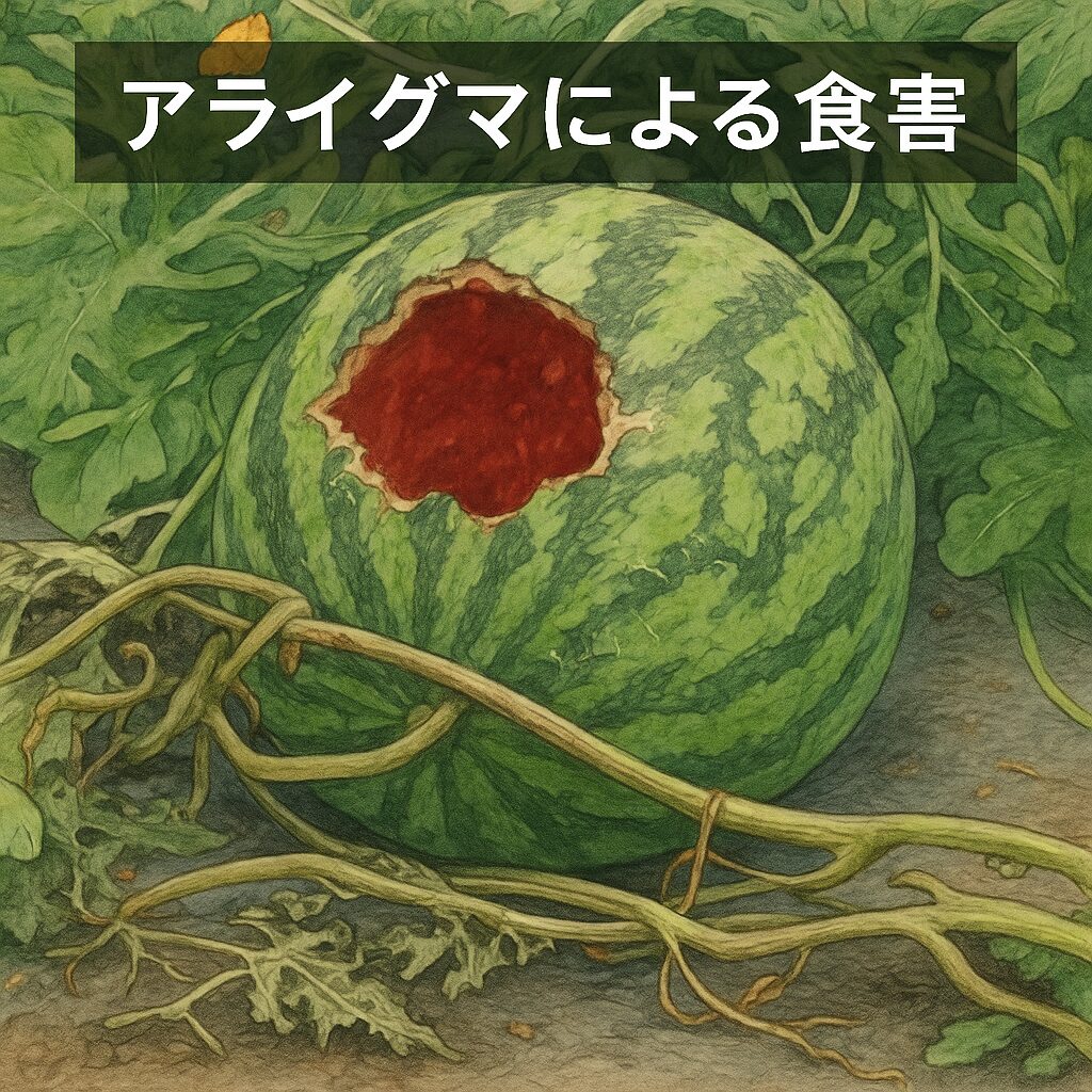 アライグマによるスイカ食害