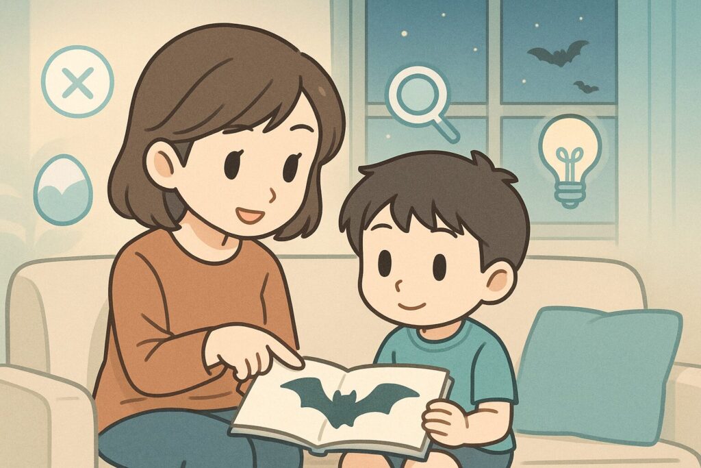 「コウモリは卵を産ない」説明画像