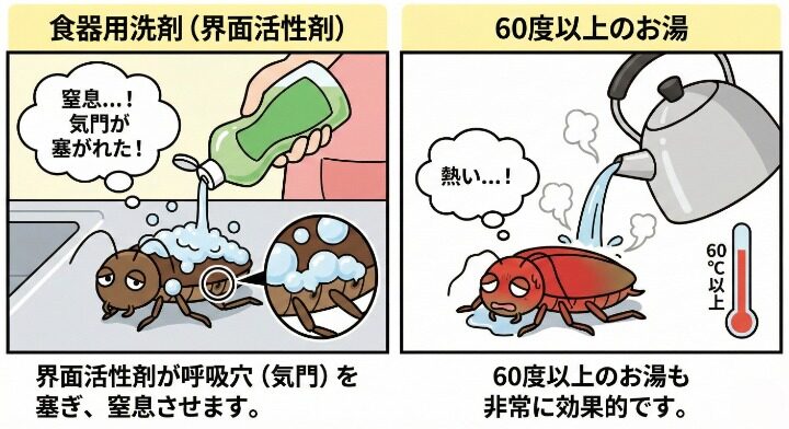 スプレーがない場合は洗剤や熱湯で代用