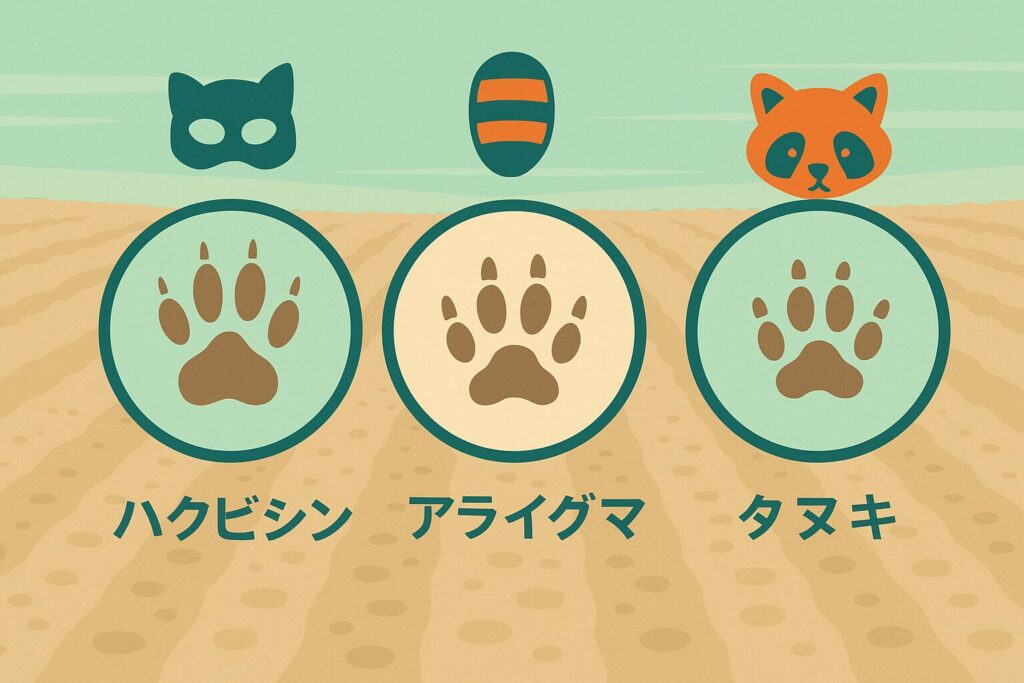 畑の足跡はハクビシン？他の動物との見分け方