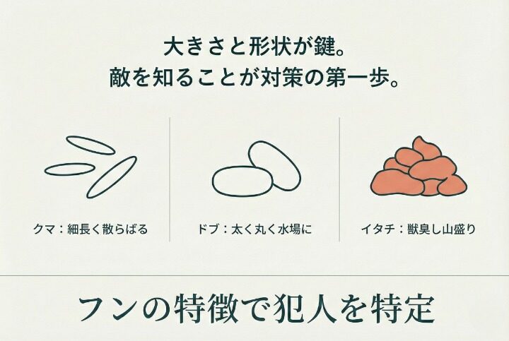 フンの特徴から動物を特定する方法