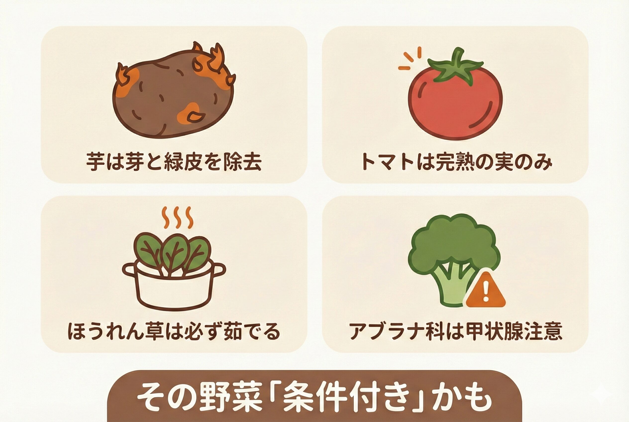 部位や調理法に注意が必要な野菜のルール