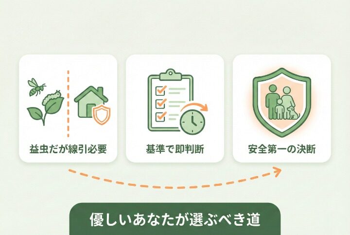 アシナガバチは益虫。状況に応じて共存と駆除を使い分けよう