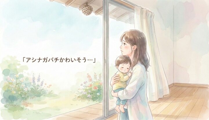 アシナガバチかわいそう