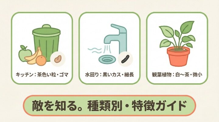 種類別コバエのさなぎの特徴と見分け方