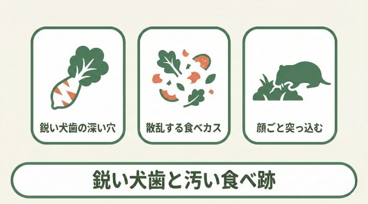 ハクビシンの歯型・食べ跡は「鋭さ」と「不規則」が特徴