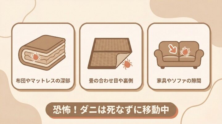 ダニよけスプレーでダニはどこへ逃げるのか?