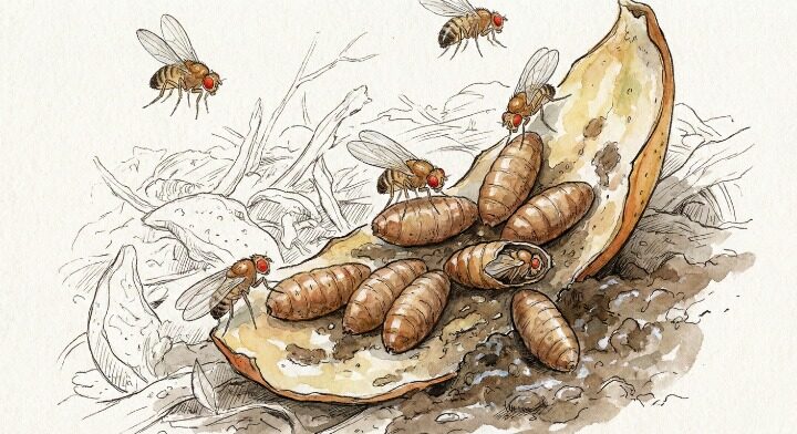 コバエとさなぎのイラスト