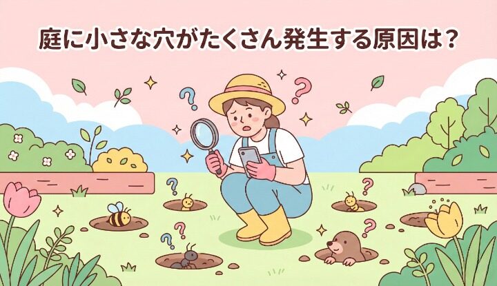 庭にたくさんの小さな穴がある原因は？
