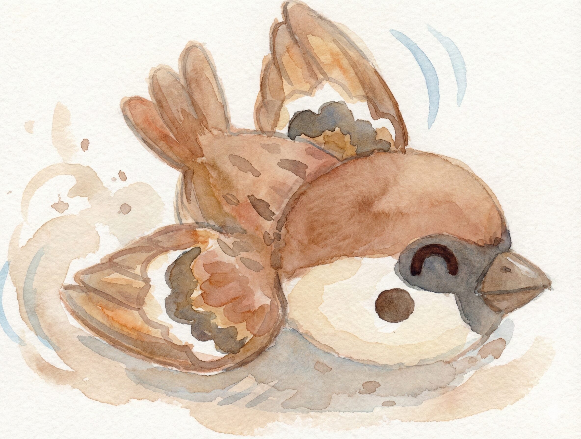 スズメの砂遊びイラスト