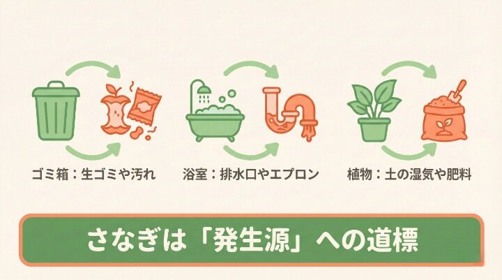 さなぎ発見場所から発生源を特定する方法