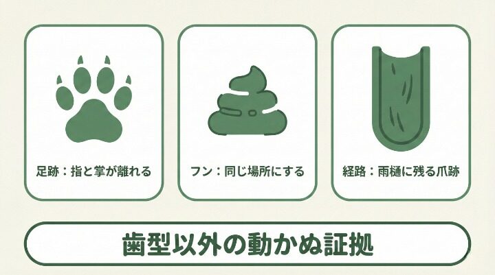 歯型が不明瞭な時は？足跡・フン・経路で最終確認