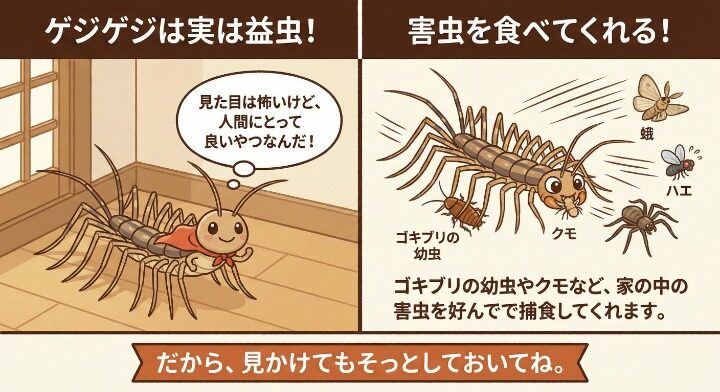 ゲジゲジは私たちの生活にとって有益な益虫としての側面を持っている