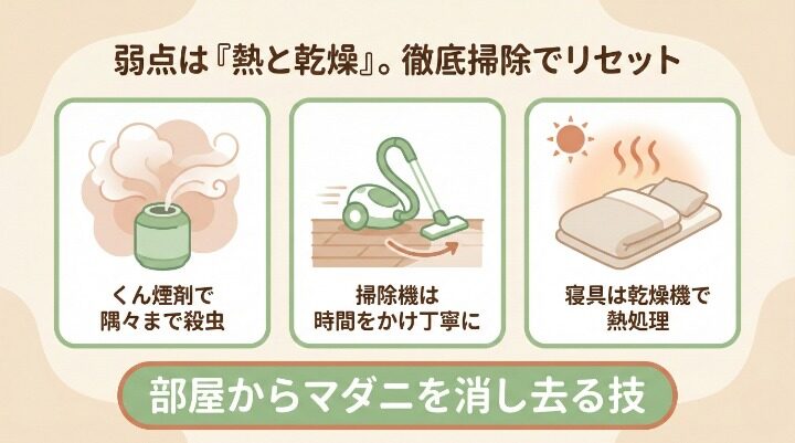 徹底的な掃除で部屋のマダニを駆除する方法