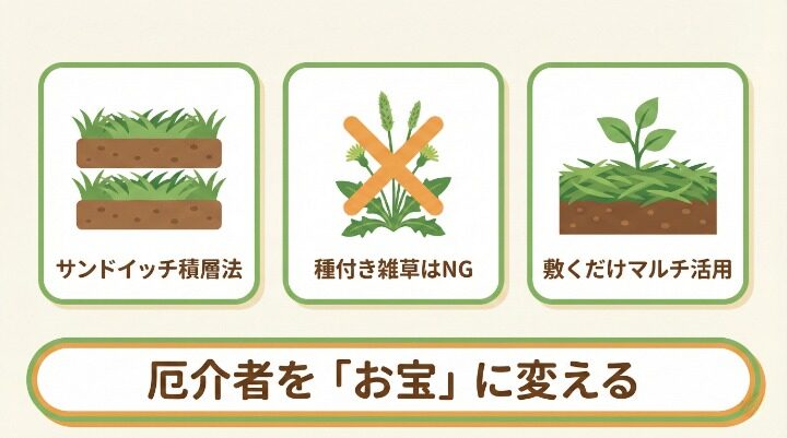 刈った草を堆肥やマルチとして活用する方法