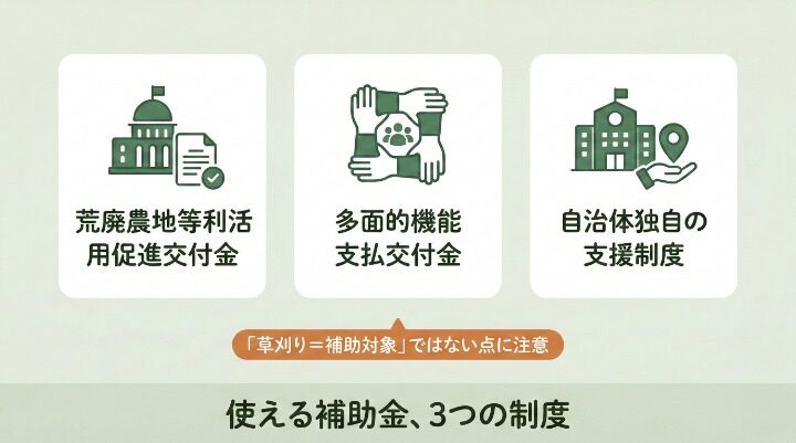 草刈りに使える補助金・交付金制度の種類と条件