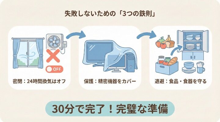 バルサンを焚く前の準備:30分で終わる3ステップ