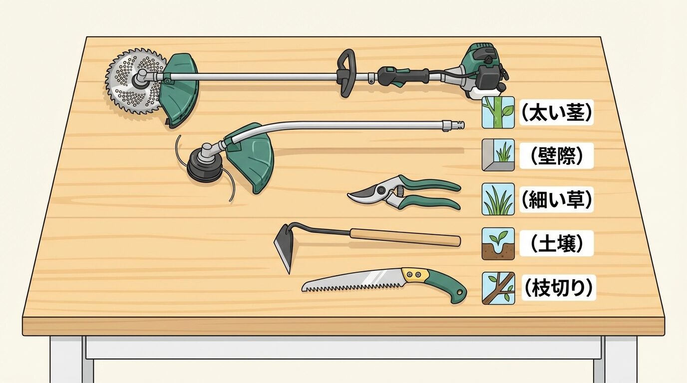 太い茎に負けない道具の選び方と使い分け