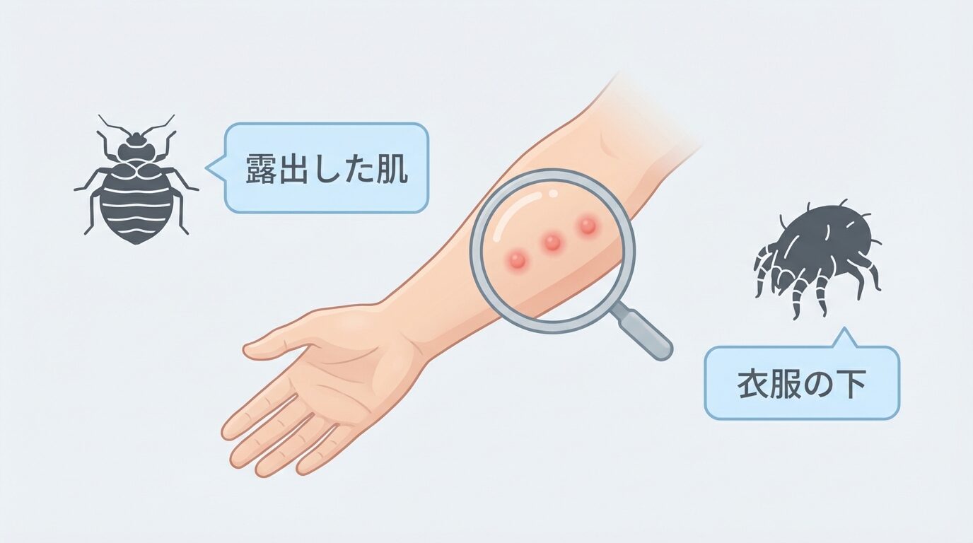 虫が見つからないときは刺し跡で判別