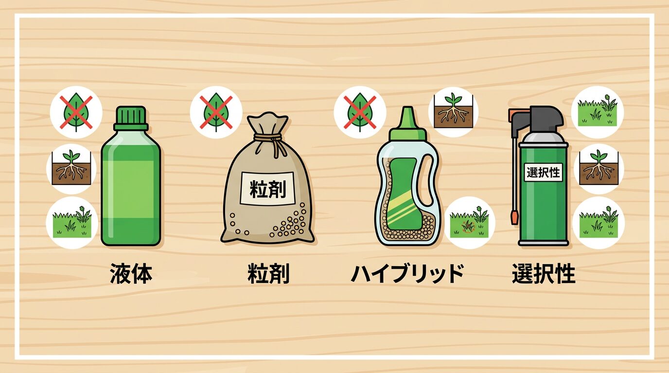除草剤4タイプの特徴と選び方