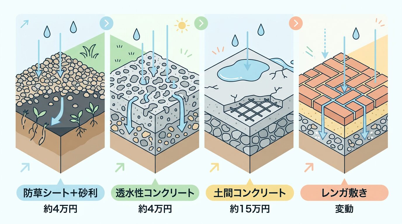 施工方法ごとの費用と耐久性を比較