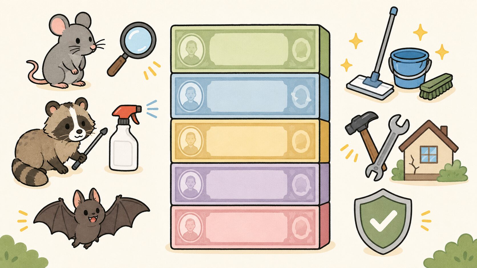 害獣駆除の費用内訳を示す図解イラスト