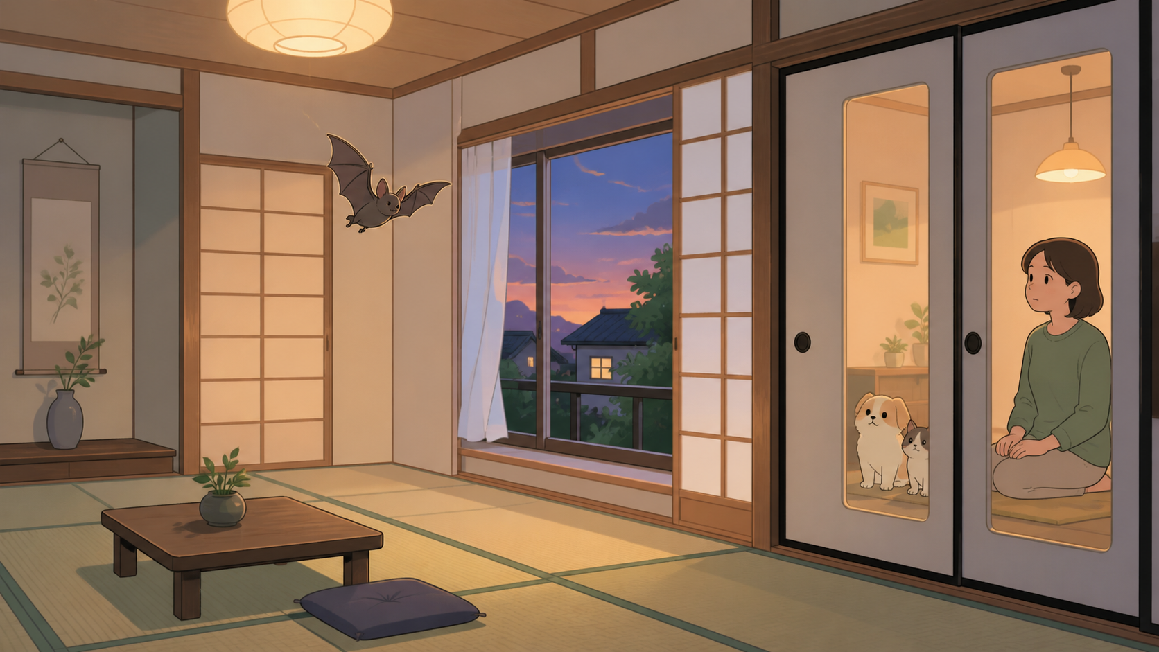 室内へ1匹入った場合の対応を示すイラスト