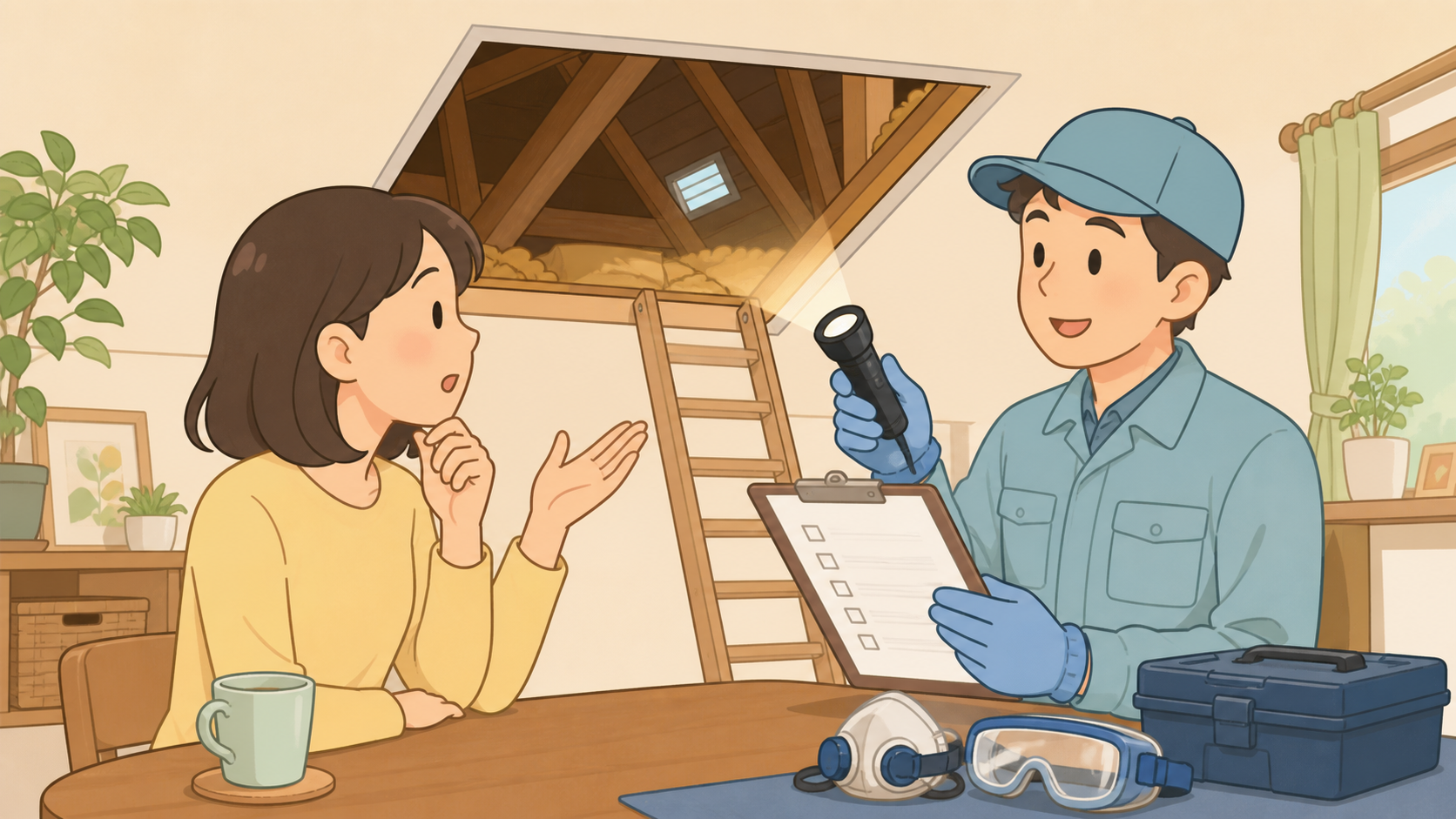 業者へ相談する目安を示すイラスト