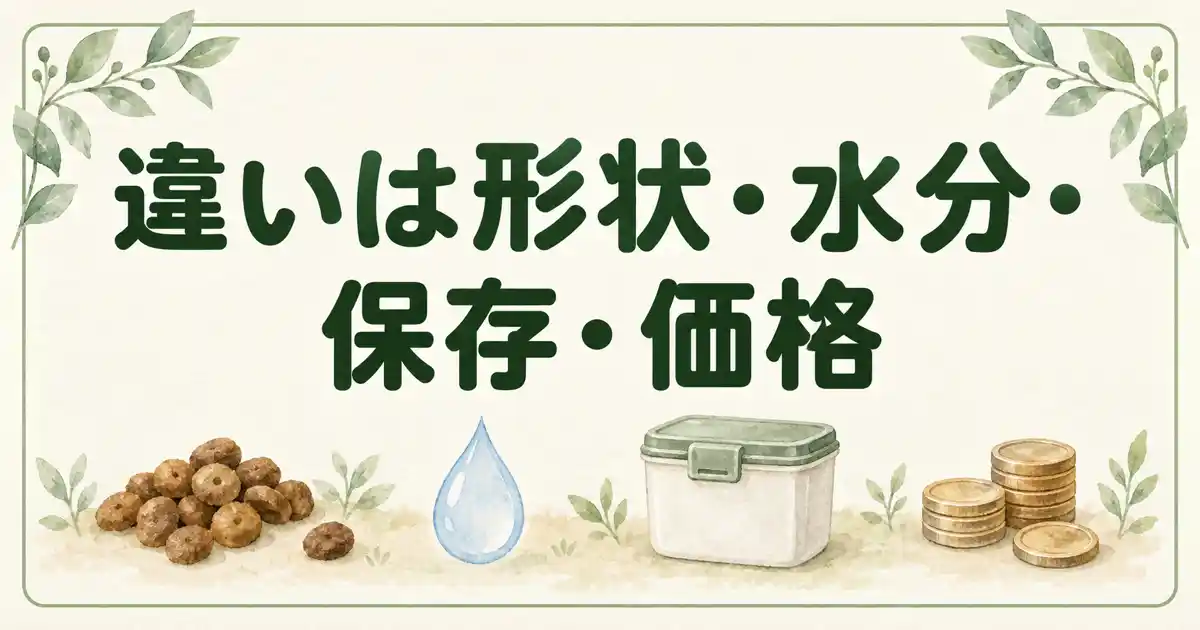 うまかとやわかの違いは形状・水分・保存・価格の4つ