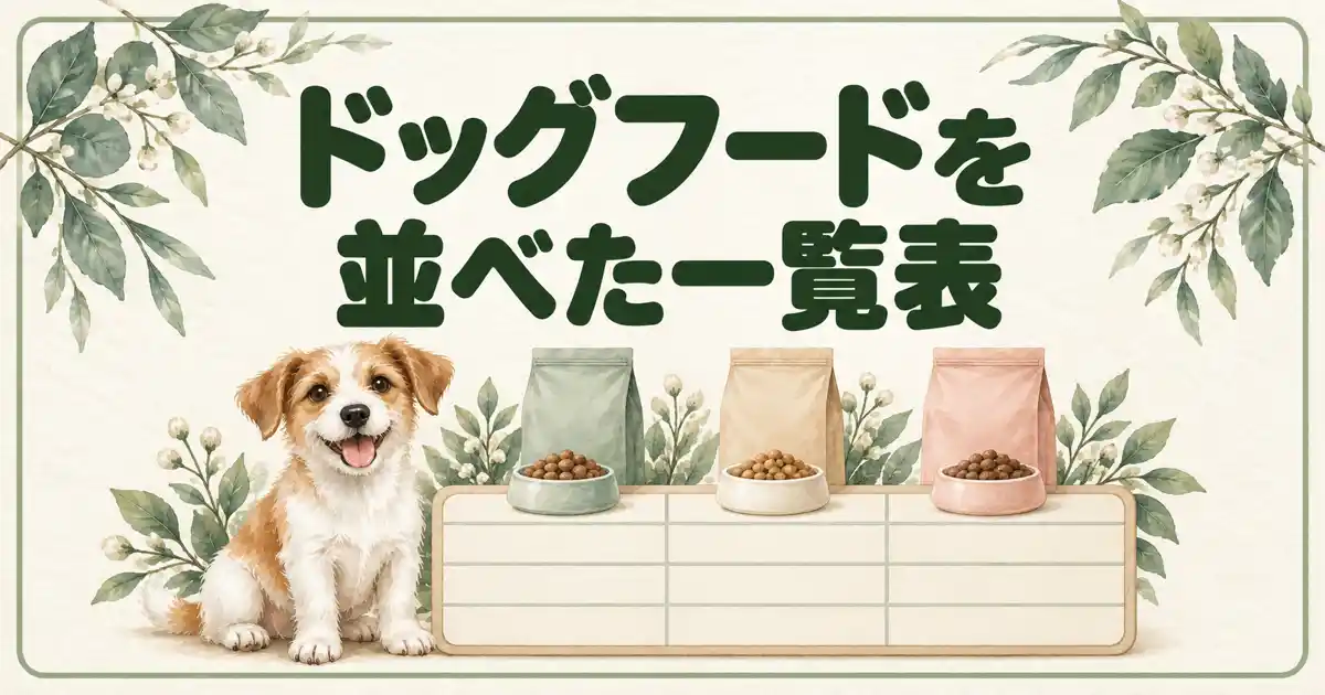 ドッグフードを並べた一覧表