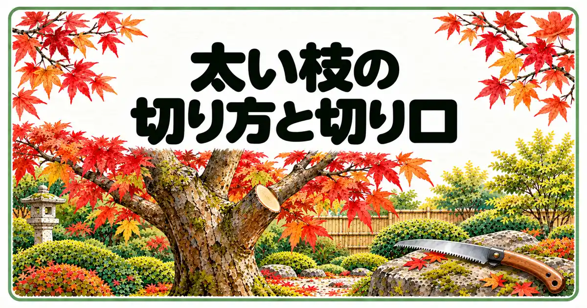 太い枝の切り方と切り口