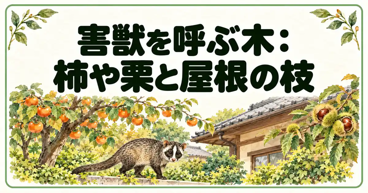 害獣を呼ぶ木:柿や栗と屋根の枝