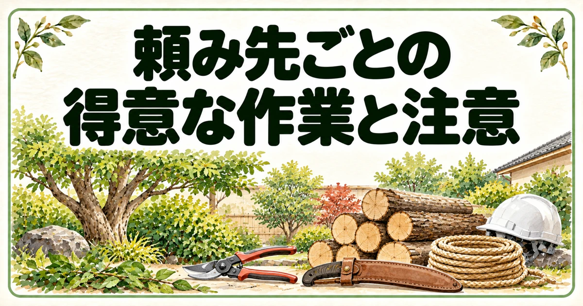 頼み先ごとの得意な作業と注意