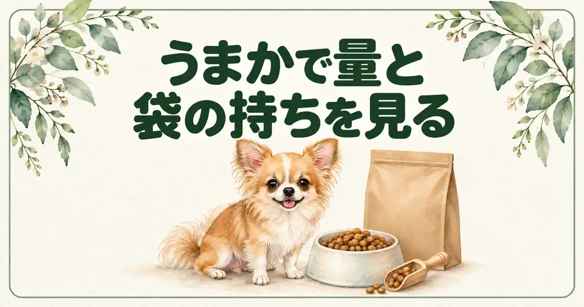 うまかで量と袋の持ちを見る