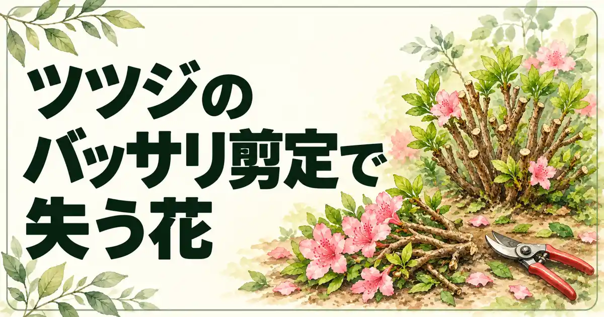 ツツジのバッサリ剪定で失う花